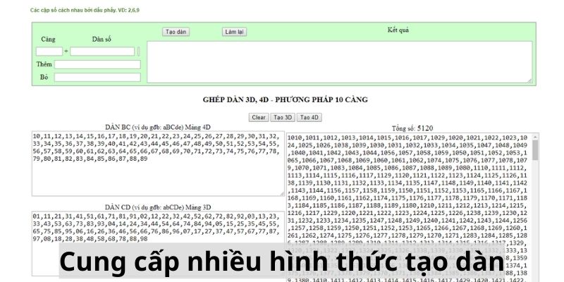 Cung cấp nhiều hình thức tạo dàn